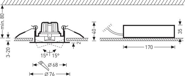 Immagine prodotto Trilux Spot LED da incasso a soffitto SncPoint 905 C01 BR FL 700 830 01 (850 lm)