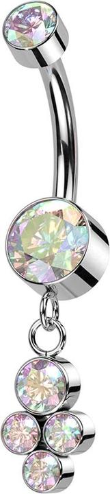 Immagine prodotto Star Piercing Banana filo interno multicolore due cilindri cristallo argento ciondolo quattro cristalli (senza ottone, Titanio)