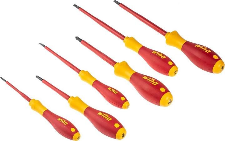 Actual product image Wiha VDE screwdriver set 6 pieces (Slotted screws, Pozidriv cross recess (PZ))