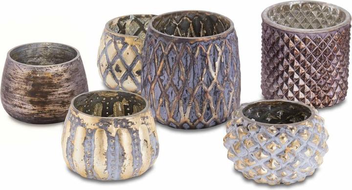 Loberon Photophores set de 6 Fajolle gris/or (6 x, 9,5 x 9 cm)