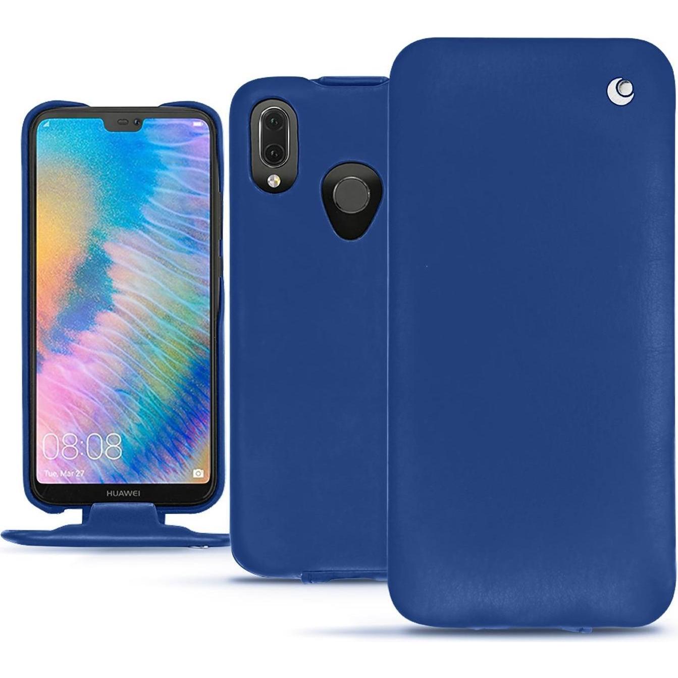 Noreve Lederschutzhülle vertikal (Huawei P20 Lite), Smartphone Hülle, Blau
