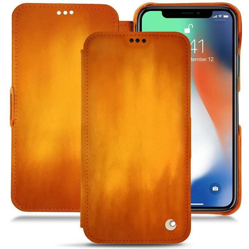Noreve Lederschutzhülle horizontal (Apple iPhone XS Max), Smartphone Hülle, Orange