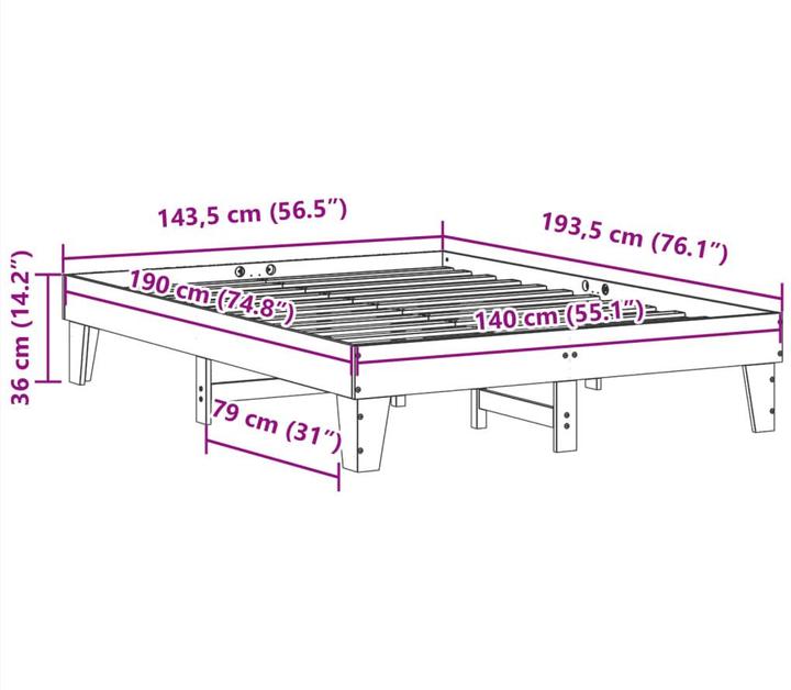 Image du produit vidaXL Bettgestell (140 x 190 cm)