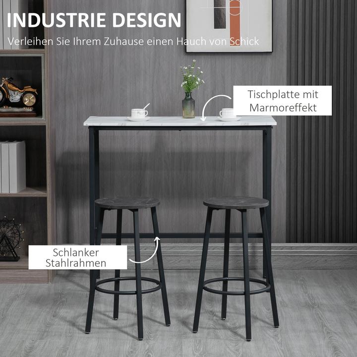 Image du produit Homcom Ensemble de tables de bar avec cadre en acier (100 x 40 x 90 cm)