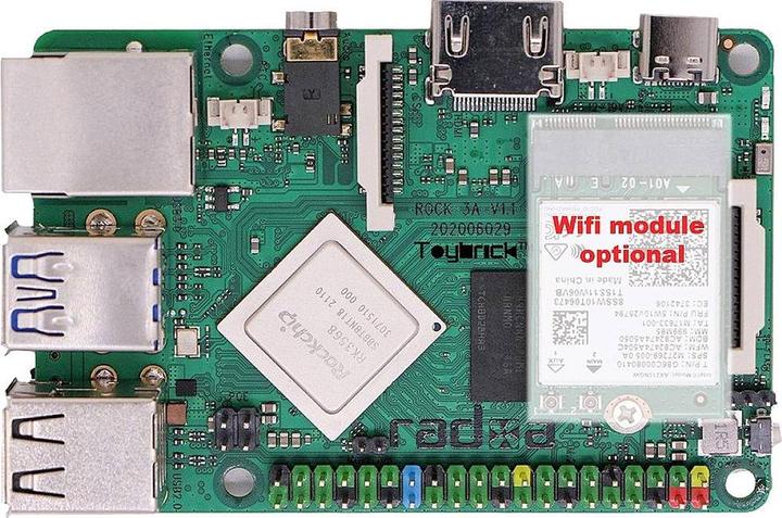 Productafbeelding Radxa rock 3 model a 8gb rk3568 quad-core cortex-a55 freqency 2ghz mali g52 2gb lpddr4