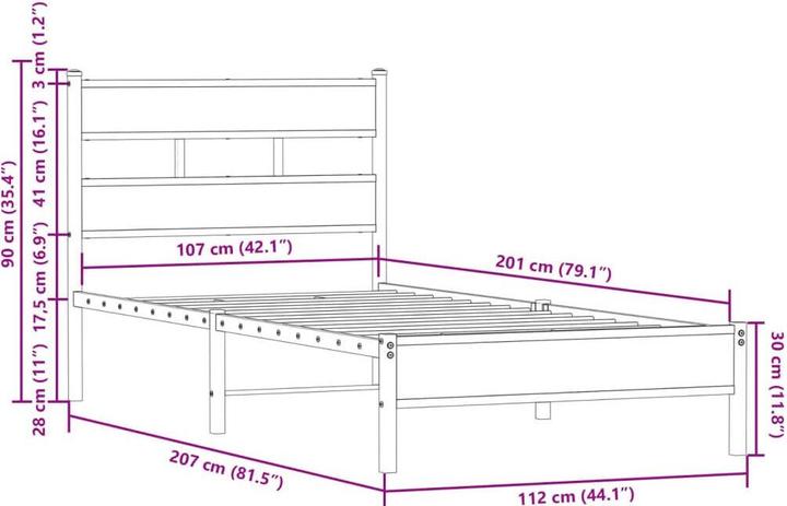 Image du produit vidaXL Bettgestell (107 x 203 cm)