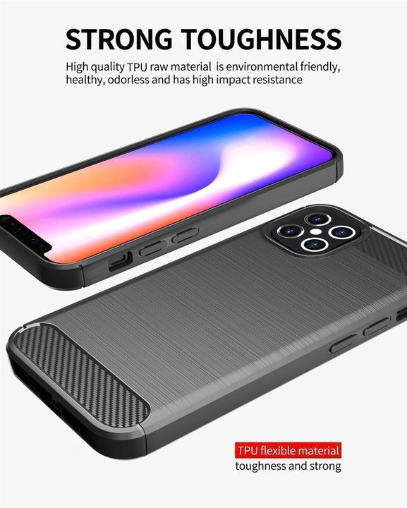 Produktbild Cadorabo TPU Ultra Slim carbon edelstahl Kombi Cover (Apple iPhone 12, Realme 12 Pro+)