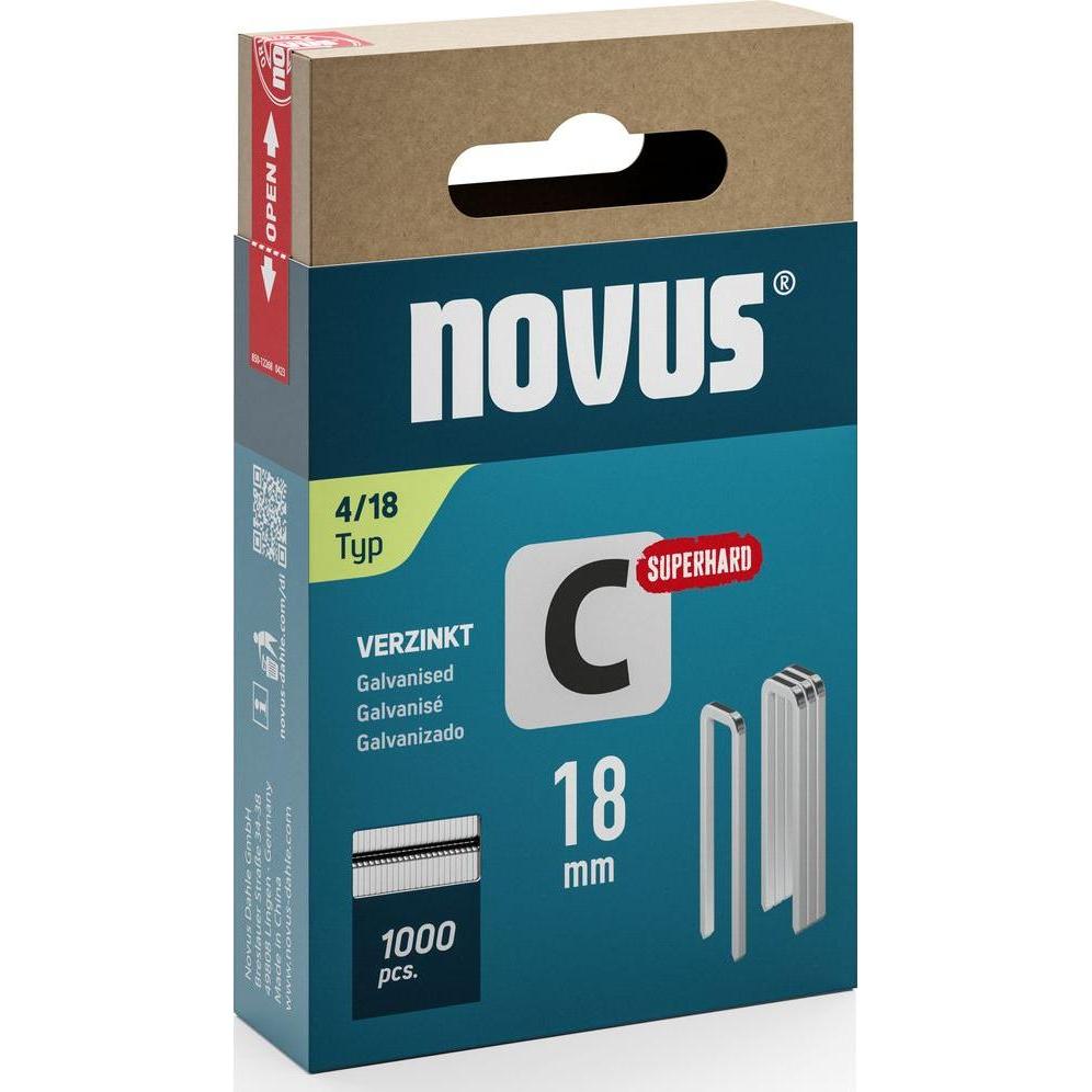 Novus, Tackerklammern + Tackernägel, Schmalrückenklammern C 4 18mm 1000 Stk.