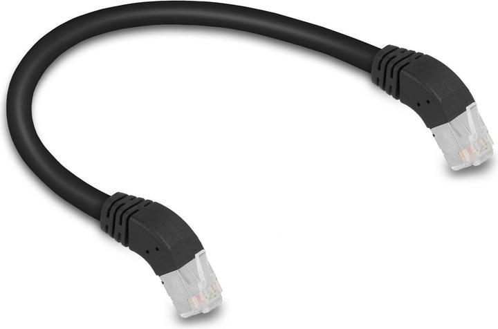 Produktbild Delock Patchkabel 45° unten gewinkelt Cat 6A, S/FTP, 0.25 m Schwarz (S/FTP, CAT6a, 0.25 m)