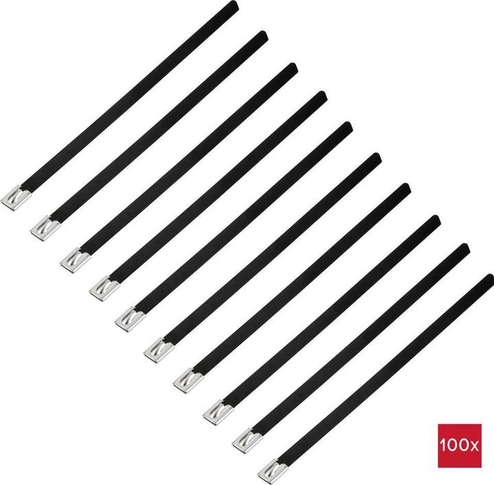 Tru Components TC-12647608 Steel cable tie 200 mm 7.9 mm AISI 304 with coating