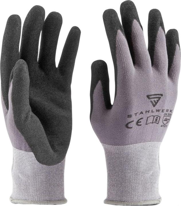 Produktbild Stahlwerk Montagehandschuhe 10 Paar, Grösse XL mit Nitril PU-Beschichtung (10)