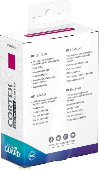 Productafbeelding Ultimate Guard 100 pochettes Cortex Sleeves taille standard Matte Pink