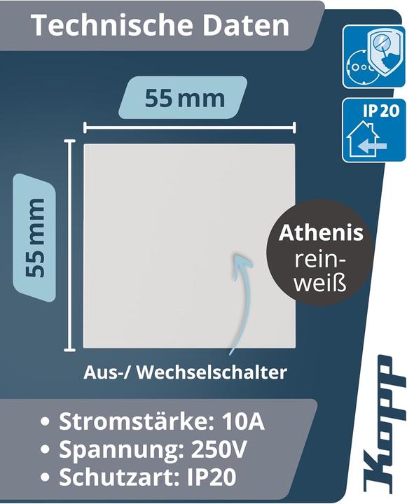 Produktbild Kopp Einsatz Ausschalter, Wechselschalter ATHENIS Reinweiss (RAL 9010) 587629085