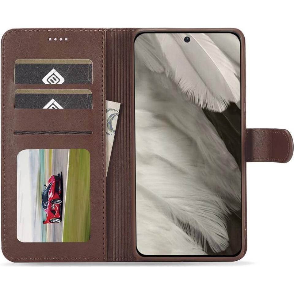 Thumbnail - LC.Imeeke Google Pixel 8 - Leder Etui Hülle dunkelbraun (Google Pixel 8), Smartphone Hülle, Braun
