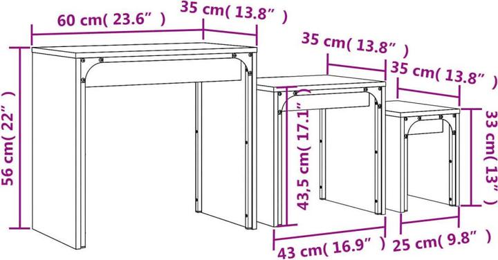 Image du produit vidaXL Satztisch (35 x 60 x 56 cm)