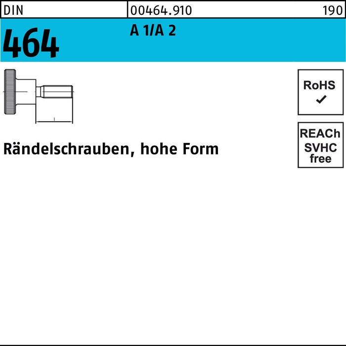 Energie-Label Rändelschraube DIN 464 hohe Form M 5 x 20 A 1/A 2 A 1/A 2 (25 Schrauben pro Stück)
