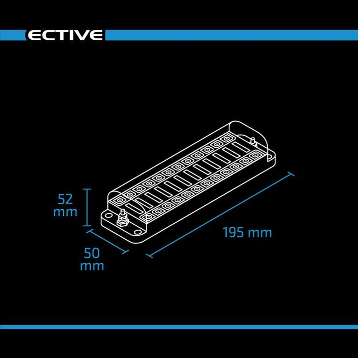 Actual product image Ective Car flat fuse strip with negative connection for 12 fuses 20A/32V DC screw connection