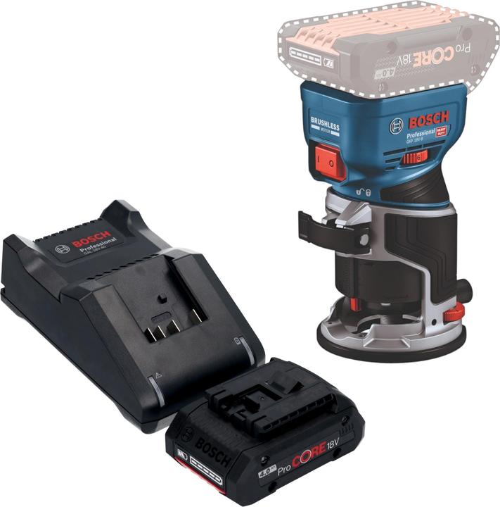 Produktbild Bosch Professional Bosch GKF 18V-8 Professional Akku Kantenfräse 18 V 8,0 mm Brushless + 1x ProCORE Akku 4,0 Ah +