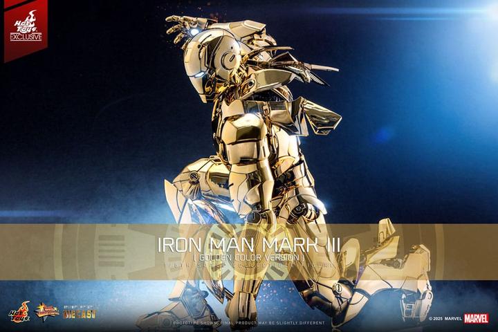 Actual product image Hot Toys Iron Man figurine Movie Masterpiece Diecast 1/6 Iron Man Mark III (Gold Color Version) Exc