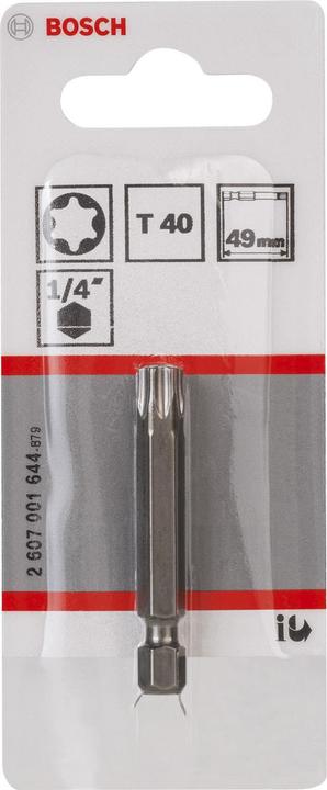 Produktbild Bosch Professional Zubehör Schrauberbit Extra-Hart T40, 49 mm, 1er-Pack (Innensechsrund TX, Sechskant (hexagonal))