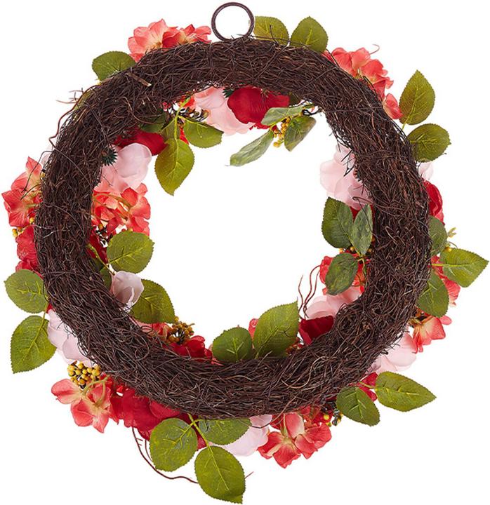 Produktbild Beliani Türkranz rot / rosa mit Kunstblumen ø 50 cm AGULO (10 cm)