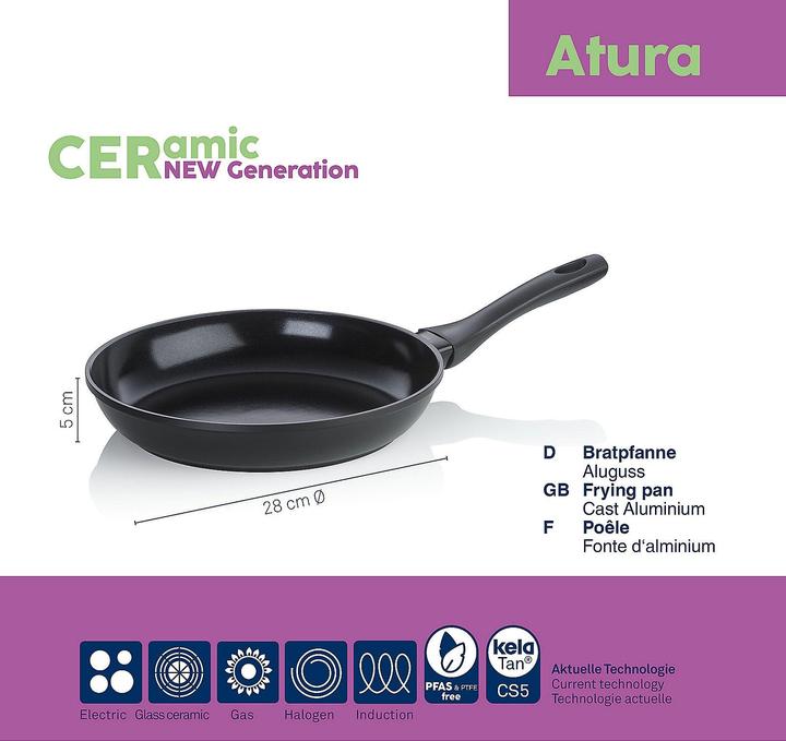 Image du produit Kela Keramikpfanne schwarz Atura (28 cm, Poêle à frire, Fonte d'aluminium)