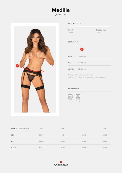 Produktbild Obsessive Medilla Strumpfhalter Schwarz (XXL)
