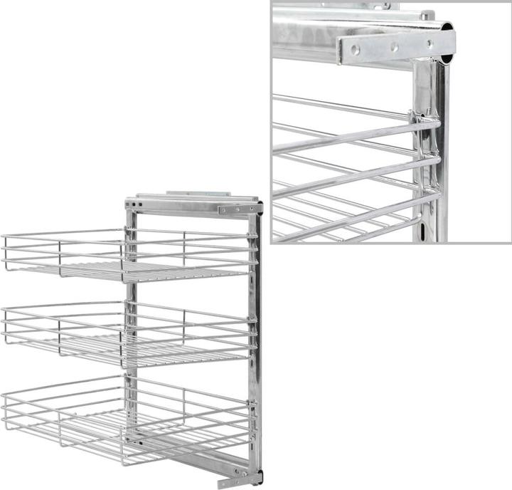 Produktbild Diverse Hardware 3-stufiger Ausziehbarer Küchen-Drahtkorb Silbern 47x35x56 cm (1 x, 47 x 35 x 56 cm)