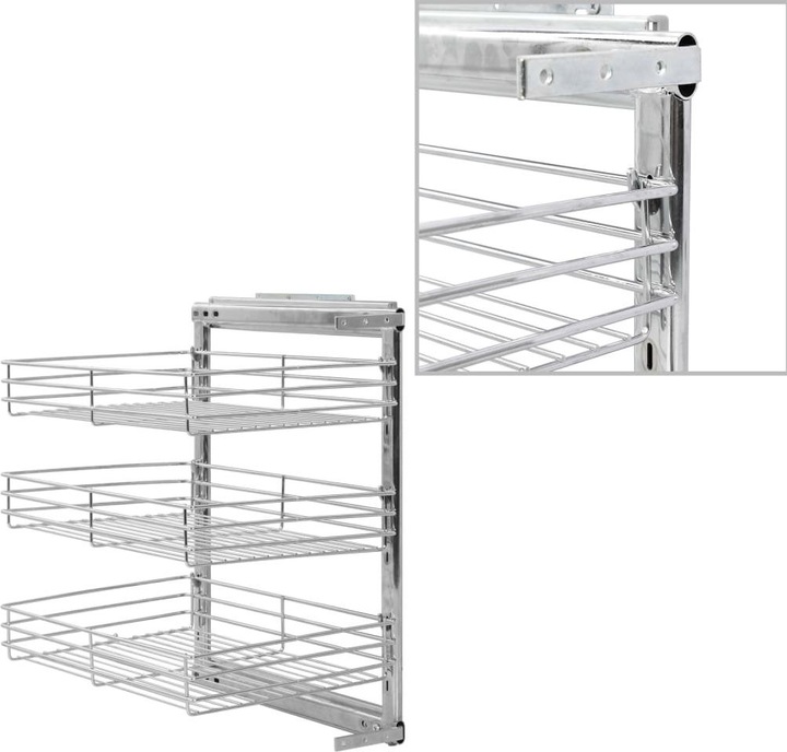 Immagine prodotto Diverse Hardware 3-stufiger Ausziehbarer Küchen-Drahtkorb Silbern 47x35x56 cm (1 x, 47 x 35 x 56 cm)