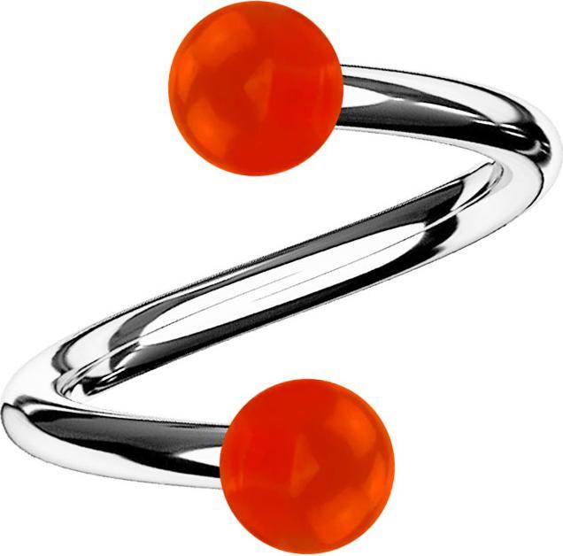 Immagine prodotto Star Piercing Spirale argento con due sfere rosse trasparenti (Acrilico, senza ottone, Acciaio chirurgico 316L)