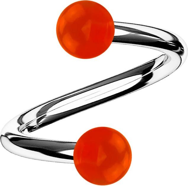 Produktbild Star Piercing Spirale silber mit zwei Kugeln rot transparent (Acryl, ohne Messing, Chirurgenstahl 316L)