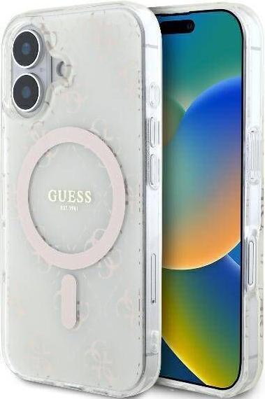 Image du produit Guess GUHMP16SH4DTEH iPhone 16 6.1" biały/white hardcase IML 4G Background MagSafe (Apple iPhone 16)