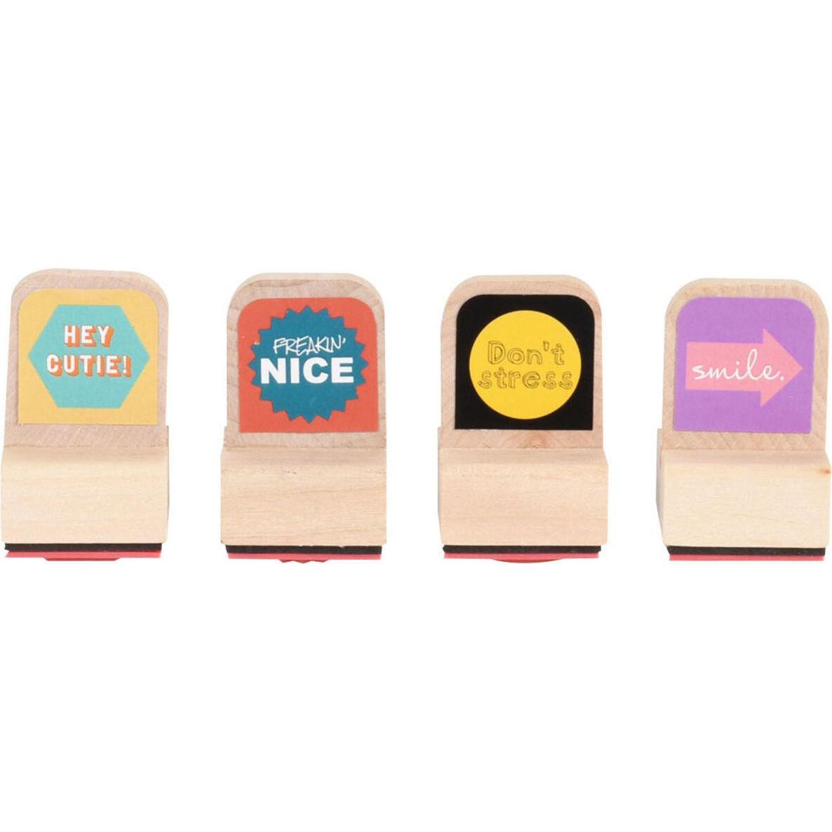 Thumbnail - Stempel, Stempel Holzdesign, 4 Stk.