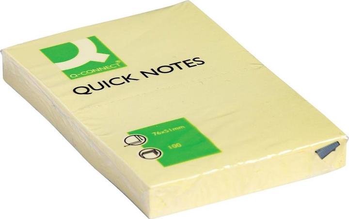 Image du produit Q-Connect Notes autocollantes Quick Notes jaune (76 x 51 mm)