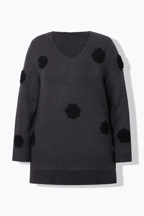 Produktbild Miamoda Pullover, Classic Fit, 3D Blüten, Seitenschlitze (58)