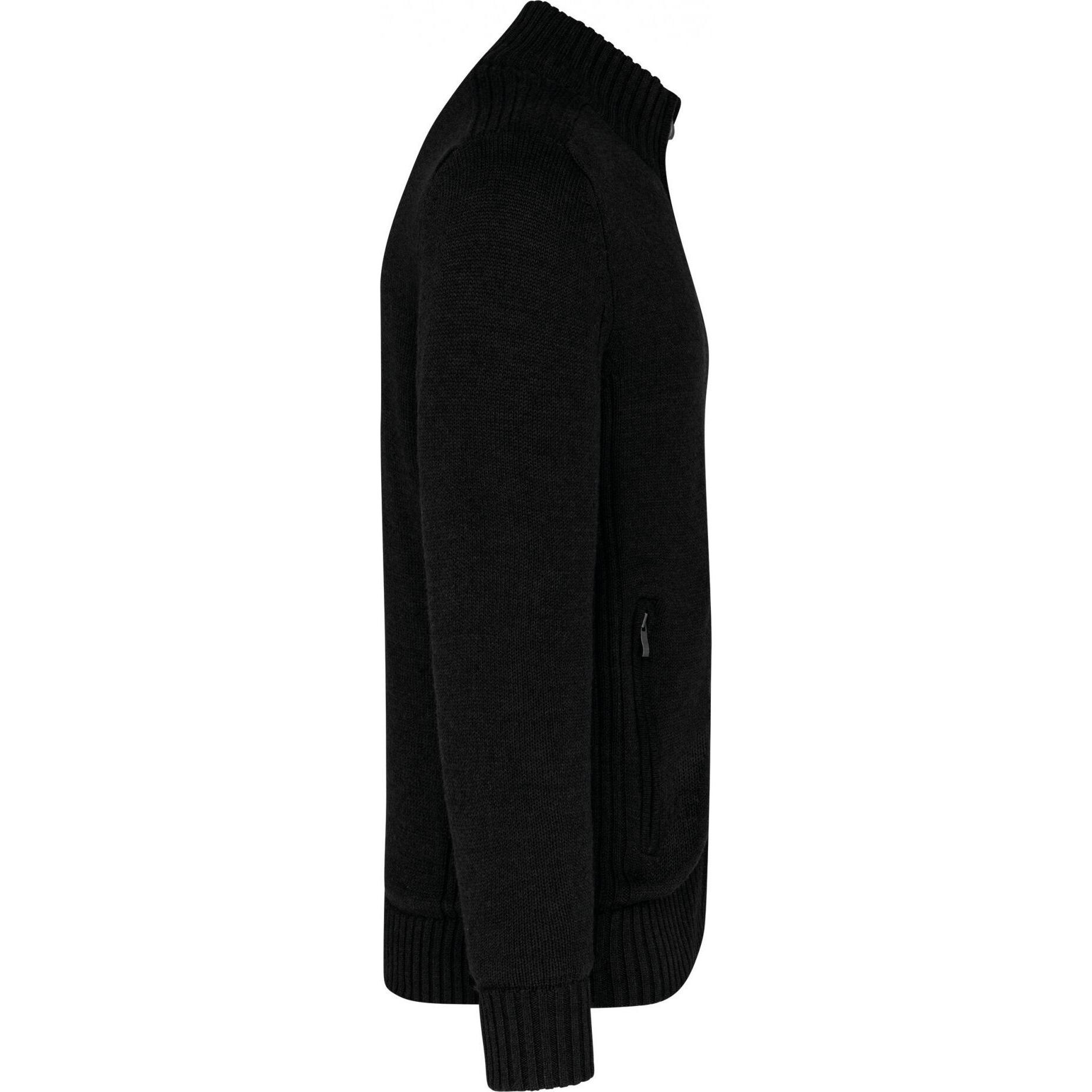 Thumbnail - Kariban, Herren, Pullover, Fleece-gefütterte Strickjacke, Schwarz, (S)