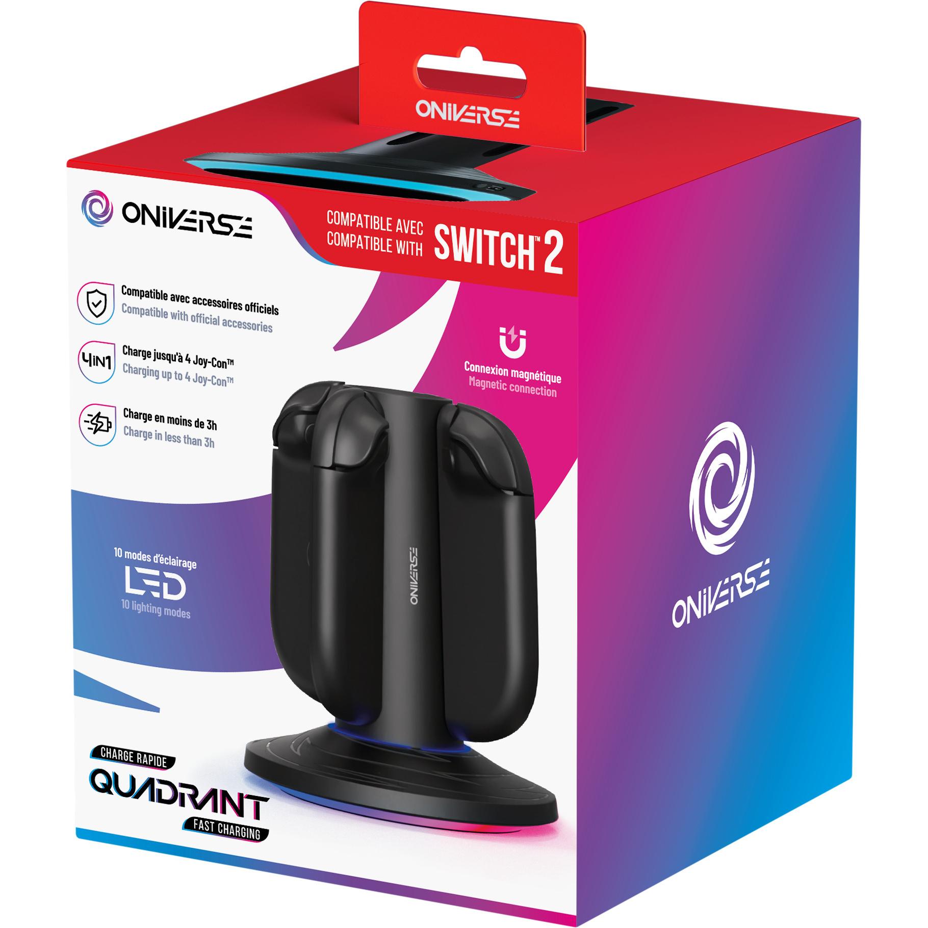 Oniverse QUADRANT Magnetische Ladestation für 4 Joycons™ - Gaming-Zubehör (Switch), Accessori per controller gaming, Nero