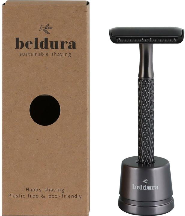 Actual product image Beldura Matte Black Straight Razor with Stand