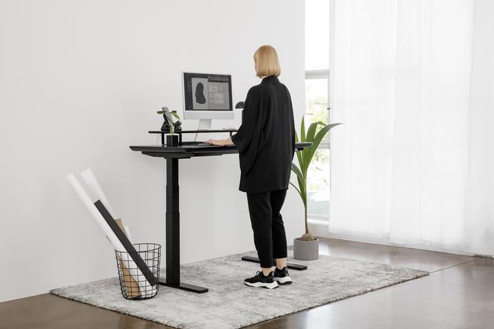 Produktbild Oakywood Standing Desk Holztisch mit Höhenverstellung - aus Massivholz - Schwarz / 160x80 / Weiss - (160 x 80 cm)