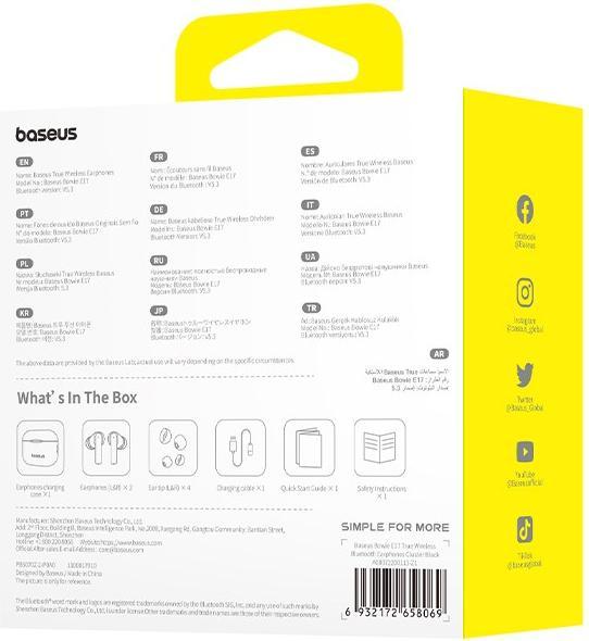 Image du produit Baseus Bowie E17, noir (25 h, Sans fil)