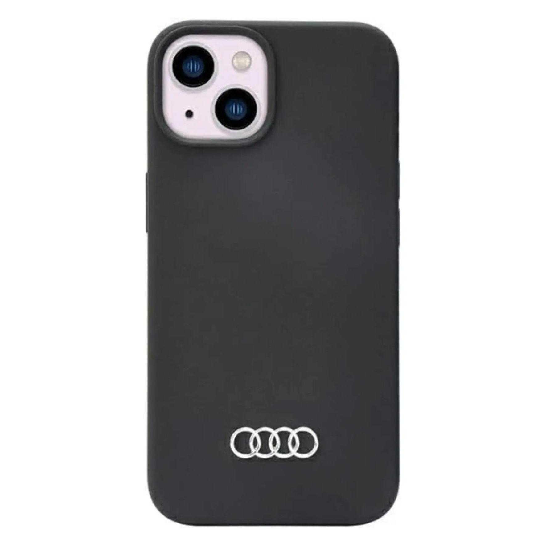 Audi Silicone Case IPhone 14 6.1" Czarny/black Hardcase Au-LSRIP14-Q3/D1-Bk (Apple IPhone 14), Smartphone Hülle, Schwarz