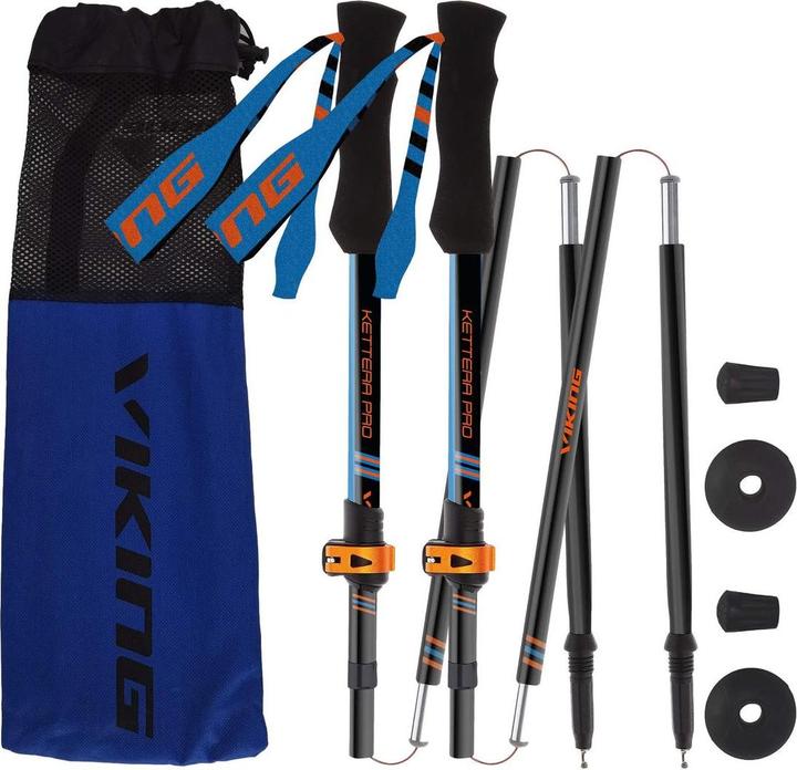 Immagine prodotto Viking Bastoni da trekking Kettera Pro Nero-Blu-Arancione, 115-135cm
