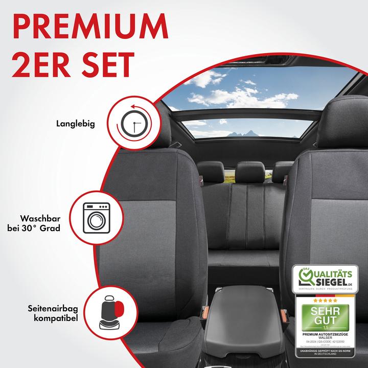 Produktbild Walser Autositzbezug ZIPP-IT Premium Ardwell, PKW-Schonbezüge Komplettset mit Reiverschluss-System schwarz