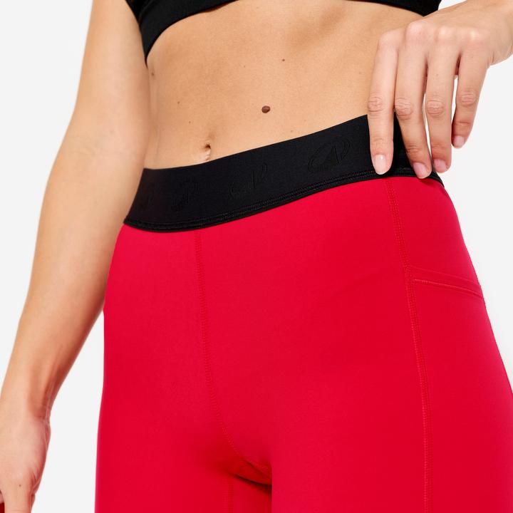 Produktbild Domyos Shorts Damen hoher elastischer Taillenbund - rot