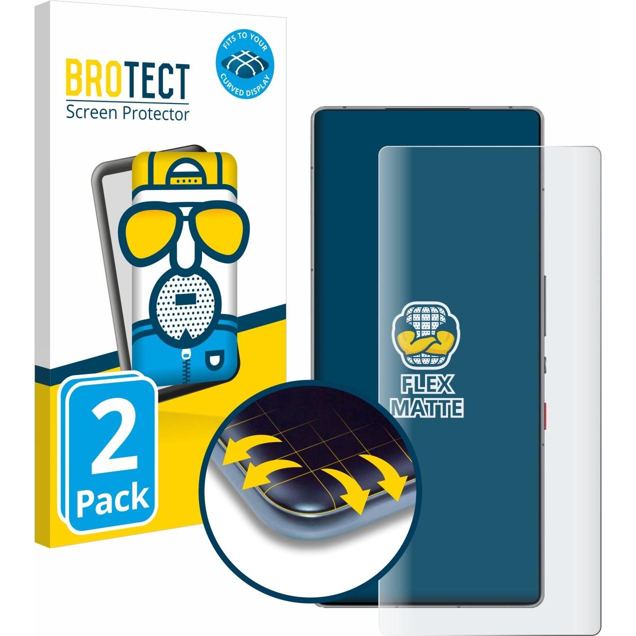 BROTECT Fullscreen Schutzfolie Displayschutz Folie Matt Entspiegelungsfolie (2 Stück, Nubia Red Magic), Smartphone Schut...