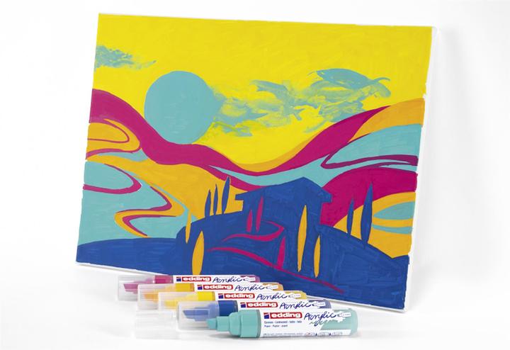 Produktbild Edding Acrylmarker (Telemagenta, Verkehrsgelb, Enzianblau, Sonnengelb, Türkis, 10 mm, 5 x)