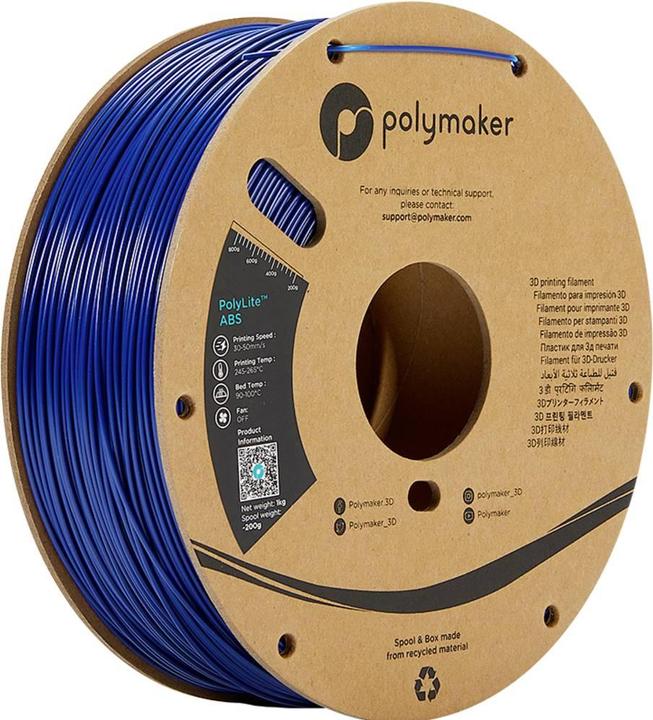 Produktbild Polymaker PolyLite ABS Blau 2,85 mm 1.000 g (ABS, 2.85 mm, 1000 g, Blau)