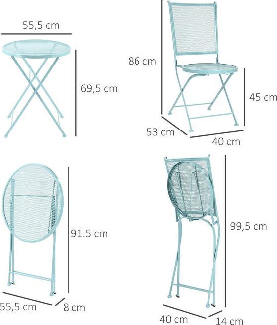 Image du produit Swisshandel24 Set de jardin pour 2 personnes set bistro 1 table + 2 chaises pliantes pour terrasse balcon M (55.50 cm)