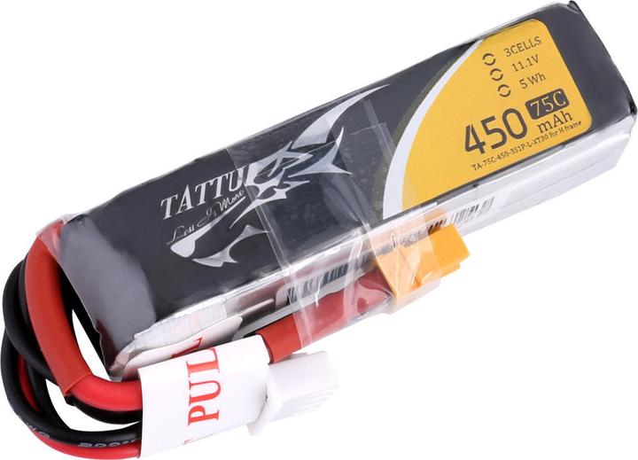 Produktbild Tattu Akumulator 450mAh 11,1V 75C 3S1P Long (11.10 V, 450 mAh)