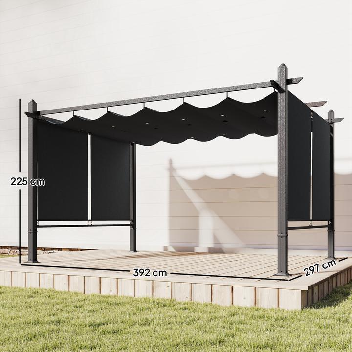 Immagine prodotto Outsunny Pergola Aluminium, Polyester Dunkelgrau (392 cm, 297 cm)